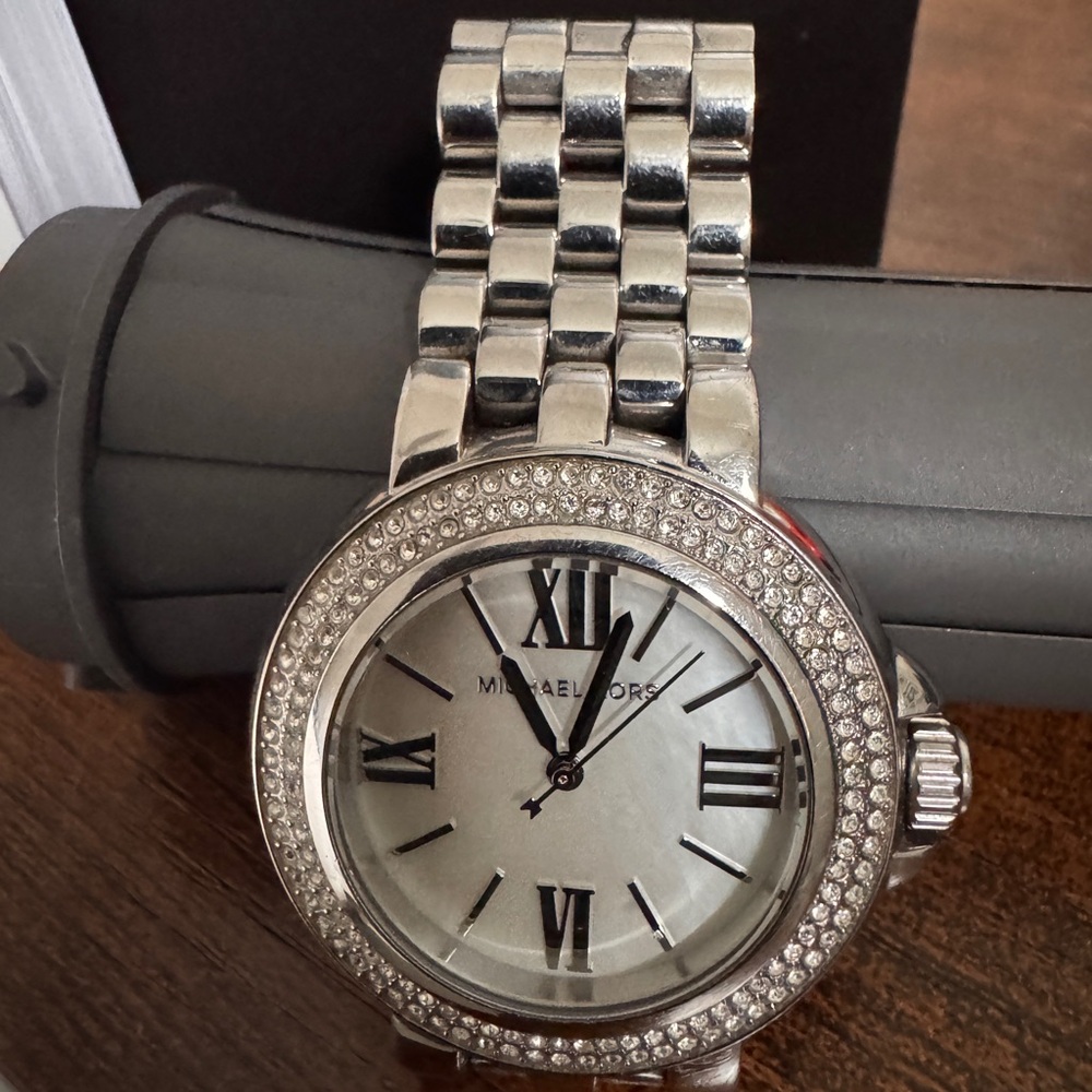 Michael Kors Silver Watch with Crystal Accents